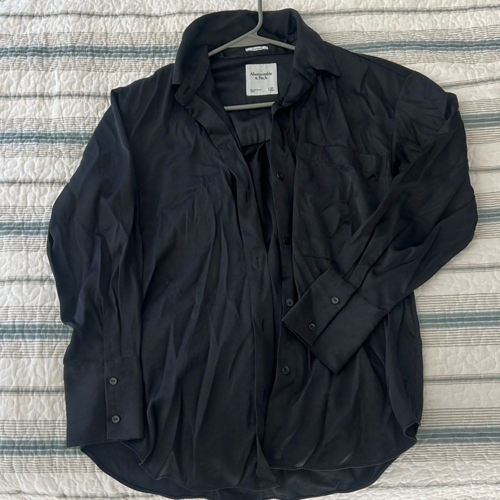 Abercrombie & Fitch oversized satin button-up